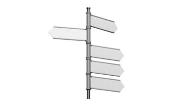 Wegweiser 3d, Straßenschild mit fünf Pfeilen auf weißem Hintergrund video