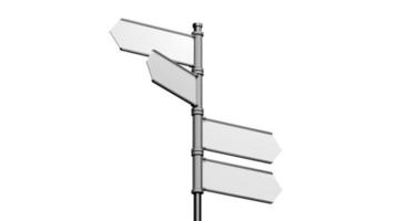 3D Signpost, Roadsign with Four Arrows on White Background video