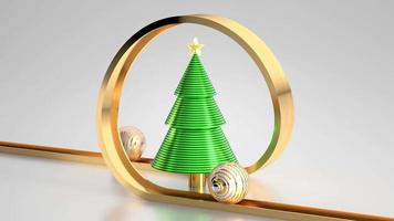 Christmas Baubles Rolling on a Serpentine and Geometrical Tree with a Star Isolated on White Background video