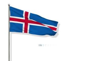 Islandia bandera ondulación en el viento 3d representación, nacional día, independencia día, croma llave verde pantalla, luma mate selección video