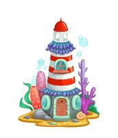 Underwater lighthouse or beacon house building vector