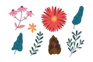 set of spring flower element vector