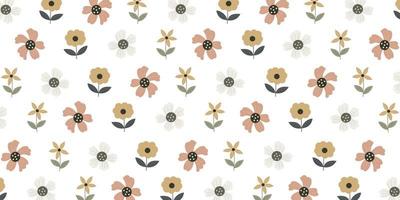 Simple flower pattern in trendy background design vector