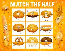 Match the half of cartoon bakery bread characters vector