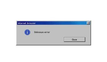 Unknown Error message window, internet browser vector