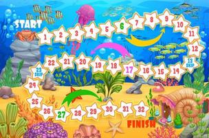 Kids board game underwater landscape and animals vector