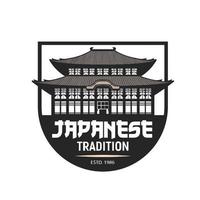 japonés viaje icono con sintoísmo templo pagoda vector