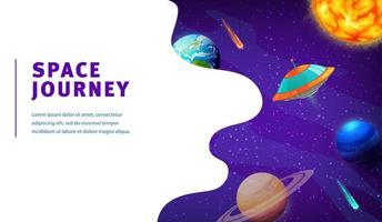 Space landing page Ufo in galaxy space planets vector