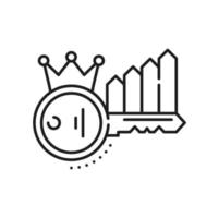 Keyword key with crown, seo data protection icon vector