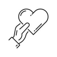 Human holding heart in hand, help and support icon vector