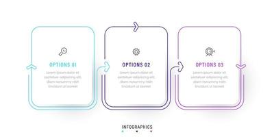 plantilla de diseño de etiquetas infográficas vectoriales con iconos y 3 opciones o pasos. se puede utilizar para diagramas de proceso, presentaciones, diseño de flujo de trabajo, banner, diagrama de flujo, gráfico de información. vector