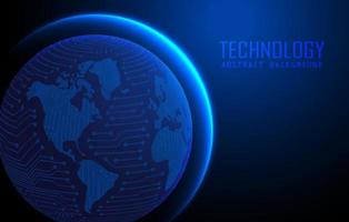 Modern World Map Holograph on Technology Background vector