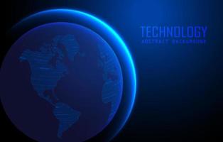 Modern World Map Holograph on Technology Background vector