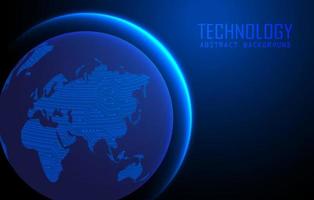 Modern World Map Holograph on Technology Background vector