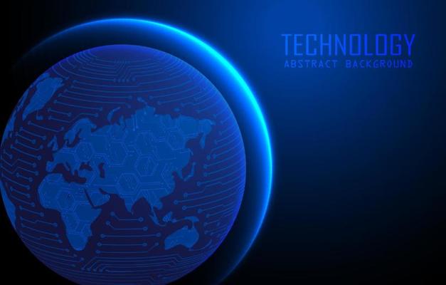 Modern World Map Holograph on Technology Background