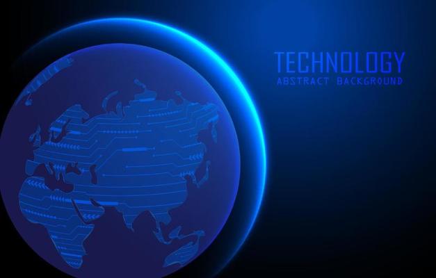 Modern World Map Holograph on Technology Background