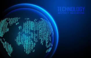 holograma de mapa del mundo moderno sobre fondo de tecnología vector