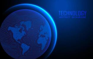 Modern World Map Holograph on Technology Background vector