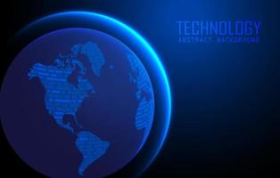 Modern World Map Holograph on Technology Background vector