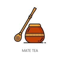 Mate tea in calabash and bombilla and yerba vector