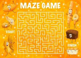 Labyrinth maze with bakery and pastry characters vector