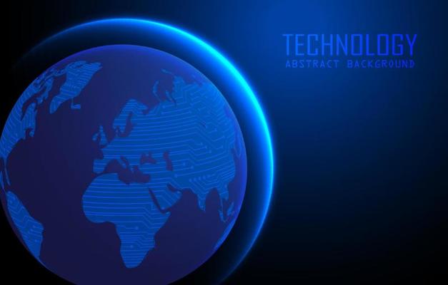 Modern World Map Holograph on Technology Background