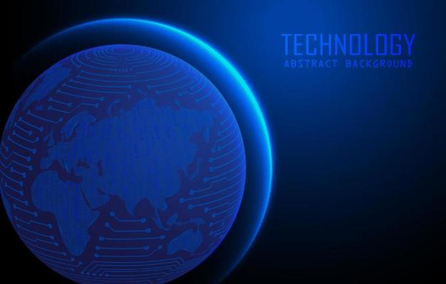 Modern World Map Holograph on Technology Background