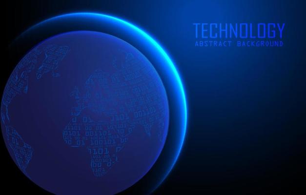 Modern World Map Holograph on Technology Background