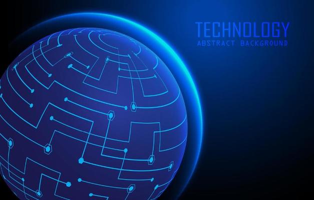 Modern World Map Holograph on Technology Background