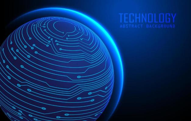 Modern World Map Holograph on Technology Background