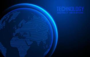 Modern World Map Holograph on Technology Background vector