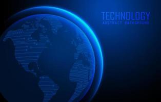 Modern World Map Holograph on Technology Background vector