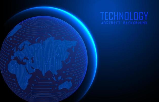 Modern World Map Holograph on Technology Background