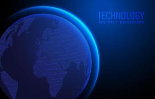 Modern World Map Holograph on Technology Background vector