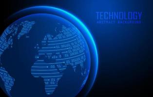 Modern World Map Holograph on Technology Background vector