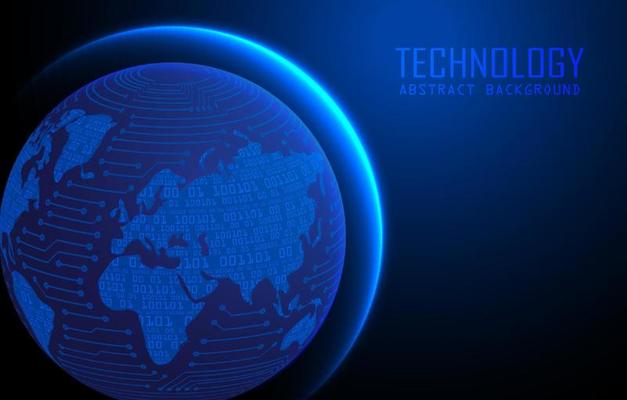 Modern World Map Holograph on Technology Background