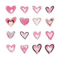 Collection of hand drawn cute heart symbols vector