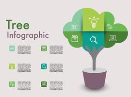 Tree infographic design template. presentation concept with 6 options vector