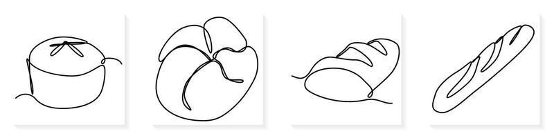 Single continuous line drawing of stylized sweet fresh bake bakery pastry in minimal continuous one line vector