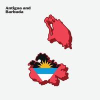 Antigua and Barbuda Nation Country Flag Map Infographic vector