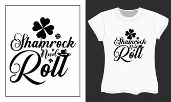 S t. patrick's día svg camiseta diseño. trébol y rodar vector