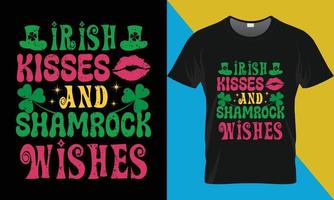 St Patrick's day typography t-shirt design, Irish kisses and Shamrock wishes vector