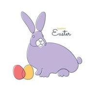 Easter line art illustration. Bunny spring outline design vector