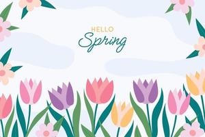 Spring floral background with colorful tulips vector