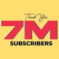 7M subscribers celebration greeting banner vector illustration