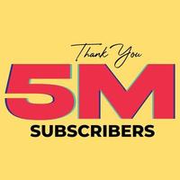 5M subscribers celebration greeting banner vector illustration