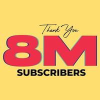 8M subscribers celebration greeting banner vector illustration