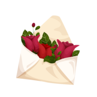 enveloppe avec des roses sur une transparent Contexte png