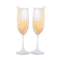 two glasses of champagne on a transparent background png