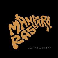 Maharashtra state map lettering in English text in golden color. Maharashtra map typography. vector